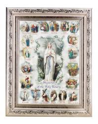  MYSTERIES OF THE ROSARY IN A FINE DETAILED SCROLL CARVINGS ANTIQUE SILVER FRAME 